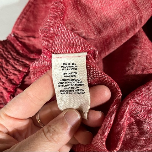 SOFT SURROUNDINGS ~ Red Cotton Linen Blend Shorts with Buttons on Sides 1X - Picture 8 of 11